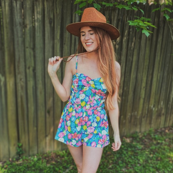 Vintage Dresses & Skirts - Vintage 60s Floral Romper By Gabar